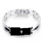 Paprasta apyrankė Geometric Cross vyri&scaron;ka apyrankė juodai balta laikrodžio grandinėlė, moteri&scaron;ka juoda