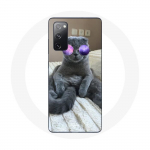 Coque pour Samsung Galaxy S20 FE Chat avec Lunettes de vue violettes