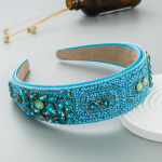 Moteri&scaron;ka plaukų juosta Personality Crowd Super Glitter Drill Hoop Ryžių karoliukų brangakmenių vakarėlis plaukų priedai OneSize mėlyna