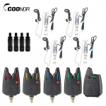 Elektroniniai žvejybos įspėjimai apie įkandimą LED bevielis žvejybos signalas Skaitmeninio žvejybos imtuvo garsas 1 receiver 4 transmitters 4 adapters 4 swingers