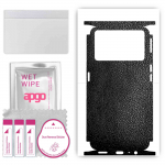 apgo Protective Skin Sticker for the back+sides compatible with Oppo K9 Pro 5G, Full Wrap Film, Foil, Vinyl - Pattern Black Leather