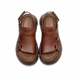 &bdquo;Johnature&ldquo; natūralios odos laisvalaikio basutės, storu padu, atviros nosies, tu&scaron;čiavidurės, kvėpuojančios moteri&scaron;kos platforminės basutės 36 ruda