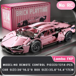 Auk&scaron;tųjų technologijų 1314 vnt. 1/14 Super lenktyninio automobilio modelio statybinio bloko traukimas atgal MOC transporto priemonės plyta vaikų statybinis žaislas Pink-Lamborghini-1314Pcs