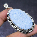 Angelite Stone Gemstone 925 Steling Silver Jewelry Pendant 2.48 i0m35
