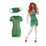 Helovinas Blood Terror Zombių slaugytojo kostiumai Seksuali žalia vaik&scaron;tanti Cosplay suknelė + mufelis m