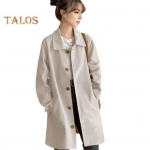 Moteri&scaron;ka striukė, apverčiama apykakle, ilgomis rankovėmis, užsegama nuo vėjo, laisvos ki&scaron;enės, vidutinio ilgio, kelionės lauke paltas M smėlis