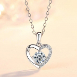 Nauji Prabangūs Crystal CZ Heart Pendant Choker karoliai 925 sterlingų sidabro grandinėlės karoliai moterims Vestuvių papuo&scaron;alų dovanos