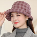 Rudens žiemos laisvalaikio kepurė vidutinio ir vyresnio amžiaus mamos kepurėms Vilnonė languota moteri&scaron;ka kepurė &Scaron;ilta, atspari &scaron;alčiui, vėjui nepralaidi, susuktu kra&scaron;tu