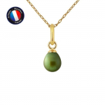 Pendentif - PERLINEA - V&eacute;ritable Perle de Culture d'Eau Douce 5-6 mm - Or Jaune - Cha&icirc;ne 42 cm