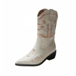 Stambūs medaus kulno vakarieti&scaron;ki kauboji&scaron;ki batai moterims rudeniniai siuvinėti trumpi batai smailia nosimi Retro madingi raitelio batai auk&scaron;tos kokybės 35