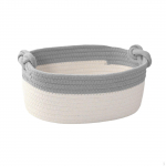 Basket with Handles for Desktop Storage of Cosmetics, Remotes, and Keys at Entryway pilka spalva