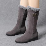 Mada Moteri&scaron;ki batai Klasikiniai moteri&scaron;ki Nauji žieminiai sniego batai Vandeniui atsparūs &Scaron;ilti Kailis Plius Aksomas Paauk&scaron;tinti iki kelių Aulinukai moterims zapatos mujer 35 pilka spalva