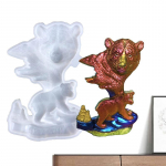 3D gyvūnų silikoninė forma epoksidinės dervos formos gyvūnų 3D silikoninė forma gyva rankų darbo daugkartinio naudojimo sienų dekoracija rudas lokys liejimo formos balta