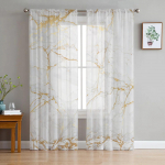 Marmuro ra&scaron;to permatomos užuolaidos svetainės langui, tiulinės užuolaidos miegamajam, virtuvei, namų dekoravimui, voilo užuolaidos W135 x H245cm x2&Rod Pocket