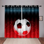&Scaron;iuolaikinės futbolo salės plonos langų užuolaidos berniukams, vaikams, vaikų miegamojo, svetainės, vonios kambario langams, virtuvės durims, namams 100W130H(CM)40x51in&Grommet Top