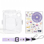 &bdquo;Fujifilm Instax Mini 12&ldquo; skaidraus fotoaparato dėklo apsauginis ne&scaron;iojimo krep&scaron;io dangtelis su peties diržo laikymo krep&scaron;iu