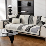&Scaron;enilinės geometrijos dryžių ra&scaron;to sofos užvalkalas svetainei, modernus sofos pagalvėlės kilimėlis, sofos apsauginis užvalkalas, storinantis namų dekorą 70x70