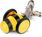 Katės žaislai interaktyvūs naminėms katėms automatinis kamuolys su USB įkraunama LED galine &scaron;viesa automatinis grįžimas susidūrus su kliūtimis katės žaislas geltona