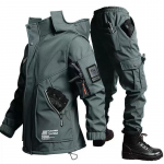 Rudens Žiemos Vienspalvis Velvetinis Rinkinys su Gobtuvu Lauko Darbo Apsaugos Kostiumas Laisvalaikio Alpinizmo Darbo Kostiumas 185cm