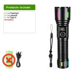 80000LM Didelės galios LED žibintuvėlis USB įkraunamas stiprios &scaron;viesos žibintas didelio nuotolio priartinamas žibintuvėlis lauko žvejybos lempa