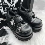 Street Style Merginos Lolita Gotikiniai Platforminiai Batai, Moteri&scaron;ki Pokerio Džokerio Klouno Dekoracijos Paauk&scaron;tinti Batai Helovino Dovana 35 juoda