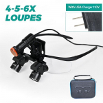 4X-6X Dantų lupa 5W priekinis žibintas Binokulinis medicininis didintuvas 300-600mm Reguliuojamas atstumas tarp vyzdžių Chirurginė operacinė linzė Dantų įranga US Plug juoda