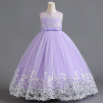 Vasaros mergaičių ilga vakarinė suknelė siuvinėta suknelė Eleganti&scaron;kos vaiki&scaron;kos suknelės mergaitėms Drabužiai Vestidos paauglių ilga vestuvinė suknelė 160cm &scaron;viesiai violetinė spalva