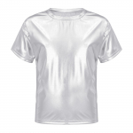 Vaikams berniukams mergaitėms blizgūs metaliniai trumpomis rankovėmis mar&scaron;kinėliai, &scaron;okių pasirodymų vir&scaron;ūnės, blizgantys vakarėliui 9-10 Years