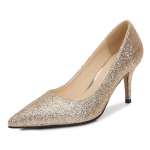 Moteri&scaron;ki &bdquo;stiletto&ldquo; batai su smailiais pir&scaron;tais Sexy Shiny Banquet 7,5 cm kulnas WZ 38 auksas