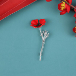 1vnt Retro kūrybinė aguonų gėlių sagė, kostiumas, drabužiai, mar&scaron;kiniai, apykaklės segė pilka spalva