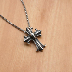 Titano plieno Gothic Retro Kryžius Velnio Galva Vyri&scaron;kas Pakabukas Karoliai Madingi Punk Papuo&scaron;alai 50CM(Necklace Size) sidabras