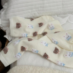 Mielos trumpos kojinės su zuikučiu ir me&scaron;kiuku, mergaičių animacinės madingos kasdienės medvilninės kojinės, mokyklinio stiliaus kojinės 1 pair