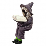 Skaitanti ragana figūrėlė Helovino lentynos sėdėtoja raganos statulėlė derva gotikinė