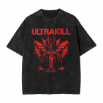 Nuostabūs Ultrakill &scaron;audymo žaidimo mar&scaron;kinėliai vyrams, apvalia i&scaron;kirpte, i&scaron; grynos medvilnės, skalbti mar&scaron;kinėliai, trumpomis rankovėmis, vasariniai vir&scaron;ūnės 4XL