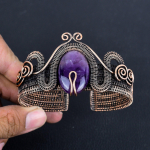 Ametisto rankogalių apyrankė, tikro brangakmenio apyrankė, 999 vario viela apvyniota apyrankė, rankų darbo papuo&scaron;alai, reguliuojama apyrankė dovanai, moteri&scaron;ki papuo&scaron;alai