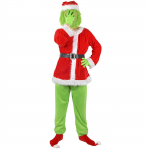 Kalėdiniai žali kostiumai-Vaikų pūkuotas kalėdinis cosplay kostiumas Santa aprangos rinkiniai 150 žalia