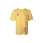 Nike Lux Print apvalaus kaklo sportiniai mar&scaron;kinėliai moterims, vir&scaron;utiniai drabužiai, geltoni CT8921-795 S