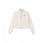 Nike Sportiniai drabužiai Phoenix Fleece Siuvinėtas Logotipas Pusiau užtrauktuku Džemperis Moterims Vir&scaron;ūnės Burės Balta DQ5768-133 S white