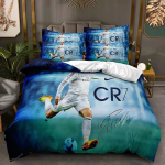 Ronaldo Messi 3D spaudos futbolo žvaigždės antklodės užvalkalo ir pagalvės užvalkalo rinkinys 210x210cm