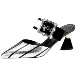 Close Toe Natūralios odos &scaron;lepetės, madingos &scaron;lepetės su auk&scaron;takulniais, Pavasariniai / vasariniai batai, smailus pir&scaron;tas, sidabras, &bdquo;Dropship&ldquo; 35 sidabras