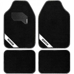 Tapis de voiture - MOMO - Set complet 4 pi&egrave;ces - Universel - Noir/Blanc - Antid&eacute;rapant balta