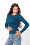 Women's Ribbed Long Sleeve Top &ndash; Stretch Fit & Stylish Neckline Detail, Any season, 8387-019-of HC L bedugnė