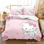 Mielas Hello Kitty Angelas Patalynės Komplektas Pagalvės Užvalkalas Japonų Anime Lovos Patalynė 3D Spausdintas Antklodės Užvalkalas Antklodės Užvalkalas Kūdikio Vaikų Vaiko Dovana AU Single(140*210cm)3pcs
