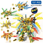 4 viename nindzė drakonas Mech Mini modelis Veiksmo figūrėlė Statybiniai blokeliai Suderinami Animacinių filmų Anime Miestai Vaikų žaislai Dovanos black