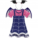 Vampyro Vampirinos kostiumas vaikams mergaitėms Princesės Vampirinos suknelė su &scaron;ik&scaron;nosparnio sparnais ir lankeliu mažoms mergaitėms Helovino Cosplay 120 pink
