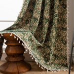 Prancūzi&scaron;ko retro stiliaus užuolaida miegamajam ir svetainei, sustiprinta, paruo&scaron;ta, pusiau tamsinanti, žalia, Monet aliejinės tapybos langų užuolaida 150x160cm&Hook