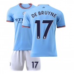 2022-23 Man City namų mar&scaron;kinėliai #17 De Bruyne #9 Haaland #47 Foden #7 Sterling Futbolo mar&scaron;kinėliai M