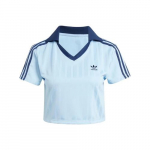 adidas Originals trumpomis rankovėmis polo mar&scaron;kinėliai moterims, mėlyni L mėlyna