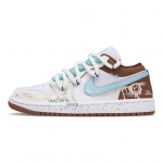Jordan Air Jordan 1 Jūros druska Kokosas Atsparūs dilimui Žemi Klasikiniai Krep&scaron;inio Batai Unisex Balti Mėlyni Rudi DC0774-202(Team864-) 36