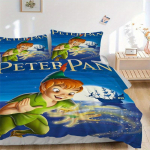 3 vnt. Peter Pan Tinkerbell Pasakų Nuotykių Ra&scaron;to Lovos Patalynės Trijų Dalių Rinkinys (1 užvalkalas + 2 pagalvių užvalkalai, be užpildo) D055 135x200cm